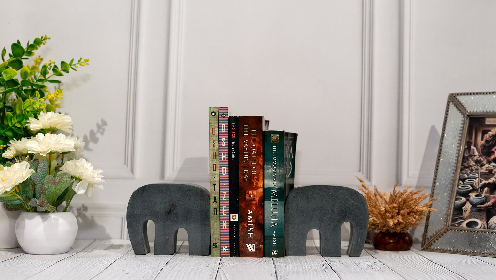 Elephant Tusker Bookends